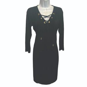 Calvin Klein, size 6, black dress,  lace up v-neck
